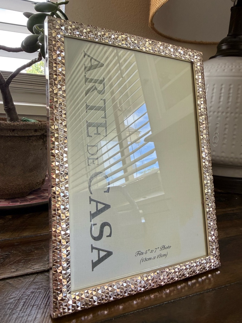 Arte de Casa Prism Picture Frame 5x7 NWT Gold Textured Geometric Diamond Cut